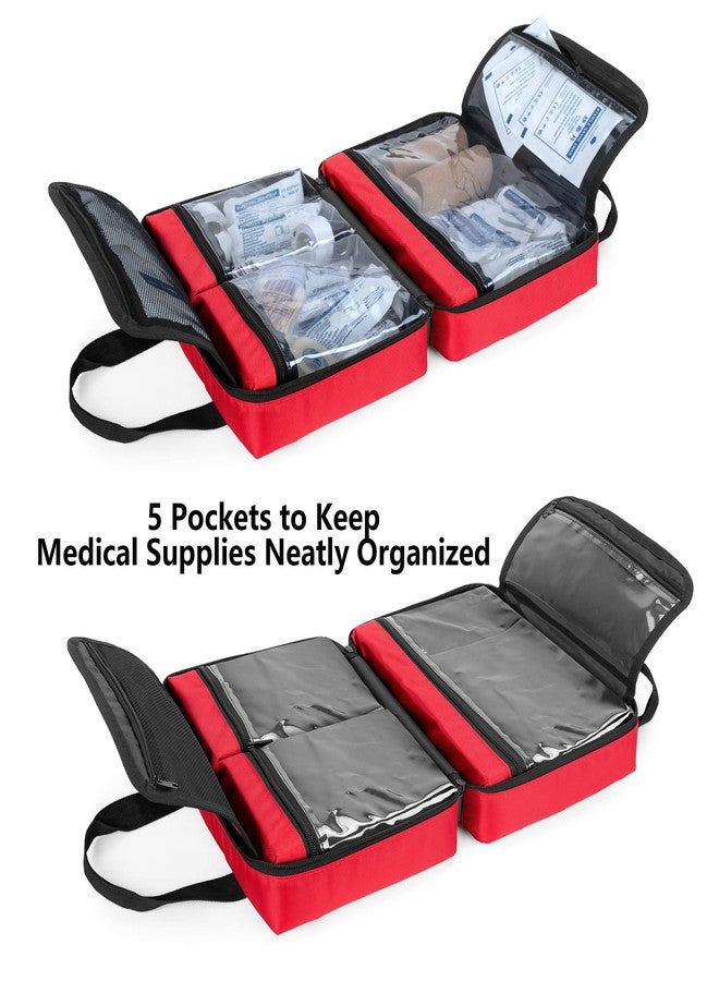 Trunab Small First Aid Kit Bag Empty Portable Emergency Kits Trauma Bag, Ideal for Car, Home, Camping and Hiking, Red Bag Only - Image 2